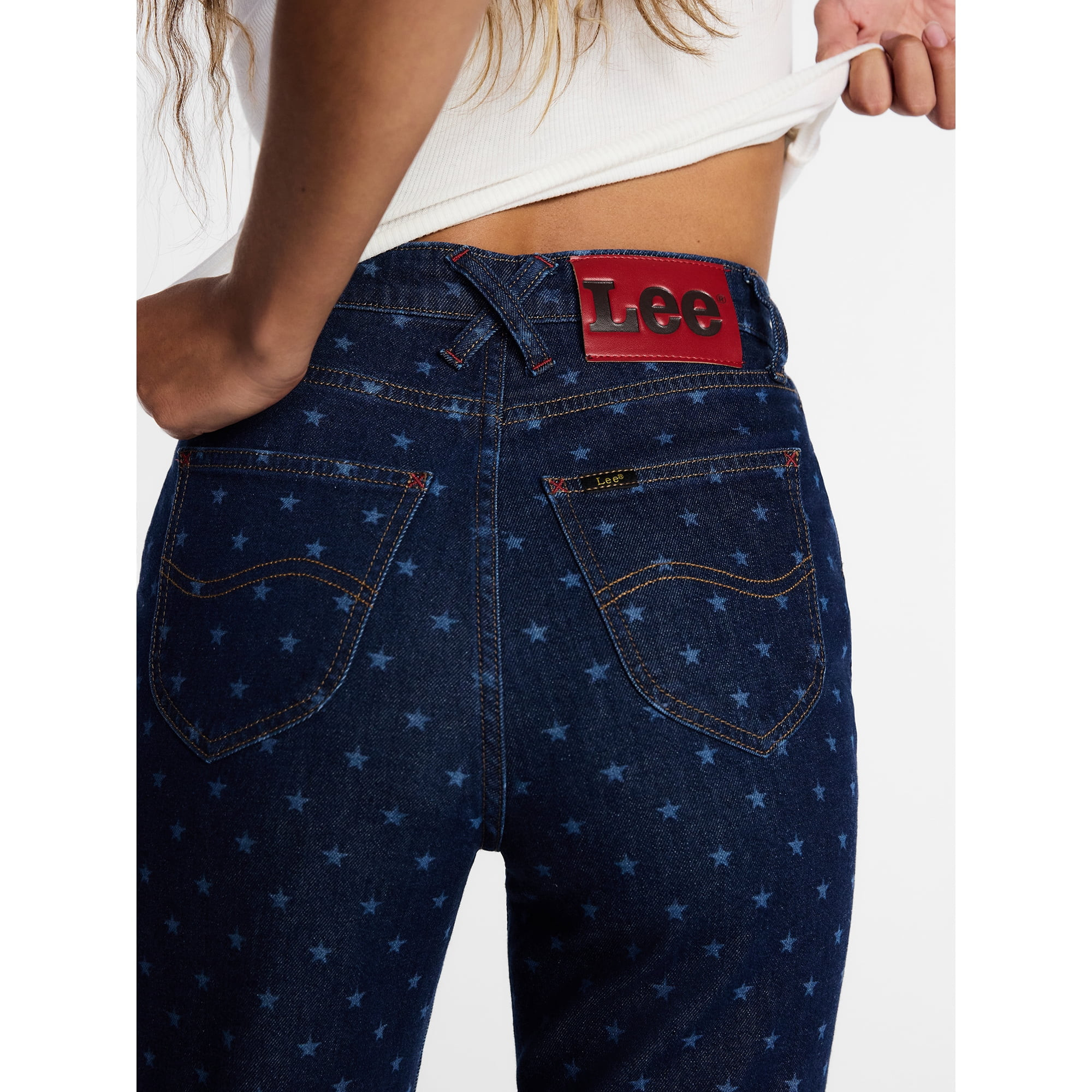 Kacey Lee Women's High-Rise Star Print Bootcut Jeans, Sizes 0-18 | Walmart (US)