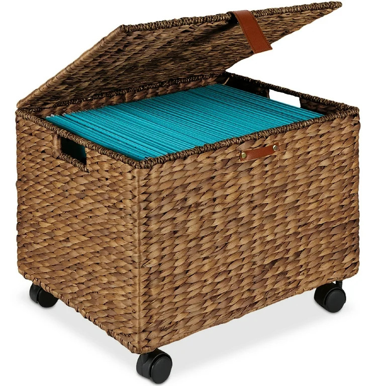 Best Choice Products Hyacinth Rolling Filing Cabinet Mobile Organizer Storage Basket w/ Lid, Lock... | Walmart (US)