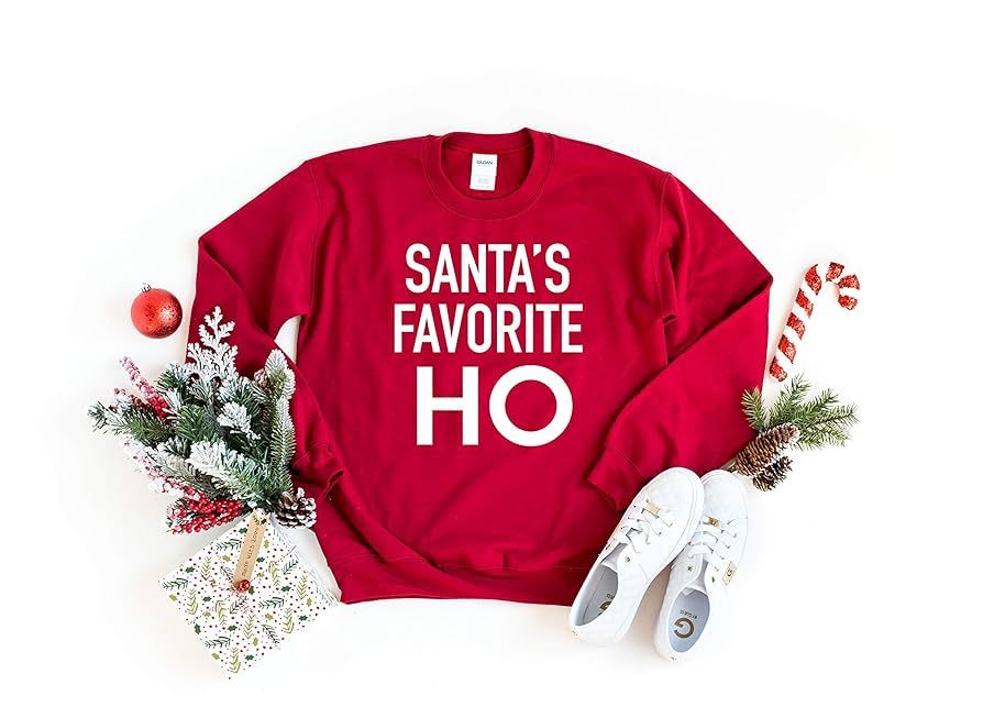 Women Christmas Shirt Santas Favorite Ho Graphic Tee Ugly Christmas Sweater | Amazon (US)