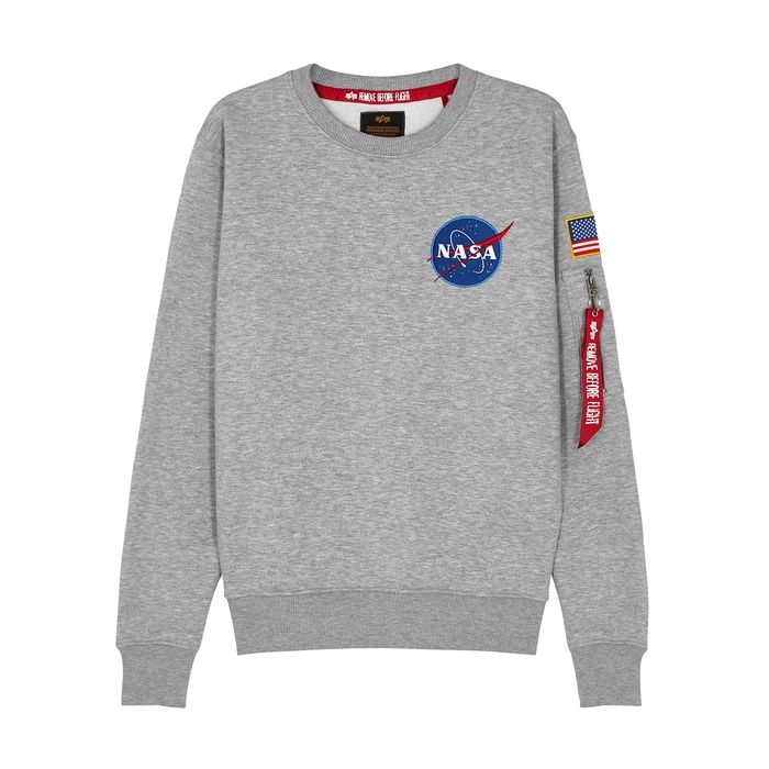 Alpha Industries Space Shuttle Grey Cotton-blend Sweatshirt | Harvey Nichols (Global)
