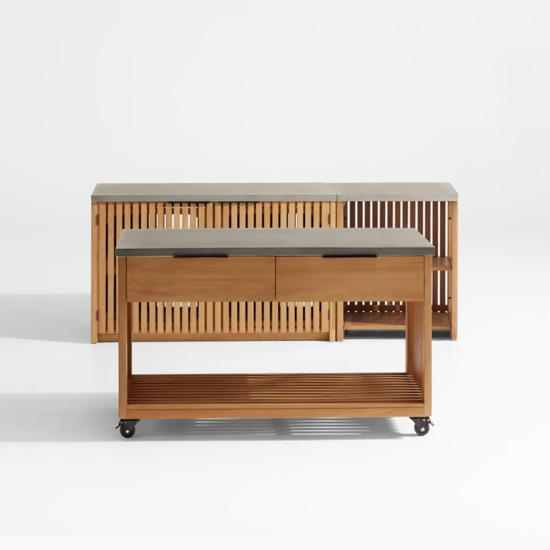 Batten 2-Piece Teak Outdoor Kitchen Set with Island + Reviews | Crate & Barrel | Crate & Barrel