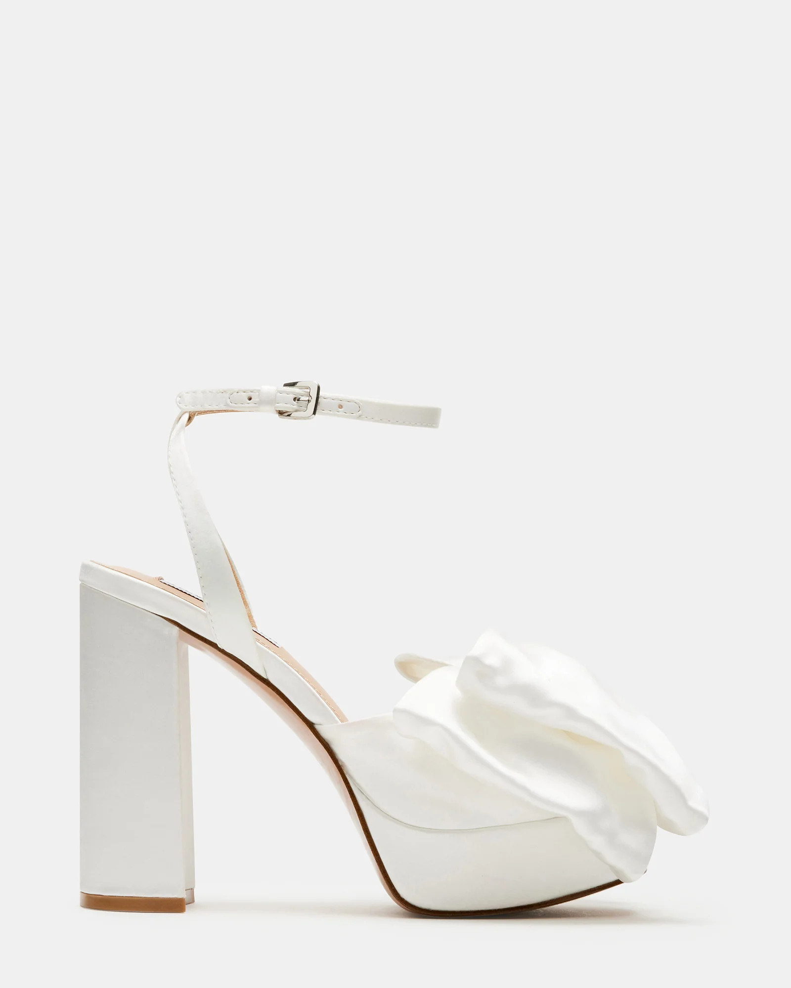 LIVELY White Satin Bow Detailed Platform Heel | Women's Heels | Steve Madden (US)