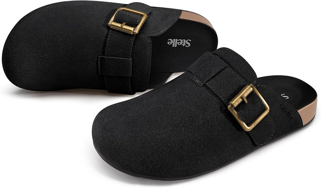 Suede Clogs for Women Men Potato Shoes with Arch Support Leather Cork Footbed Mules Slip on Home ... | Amazon (US)