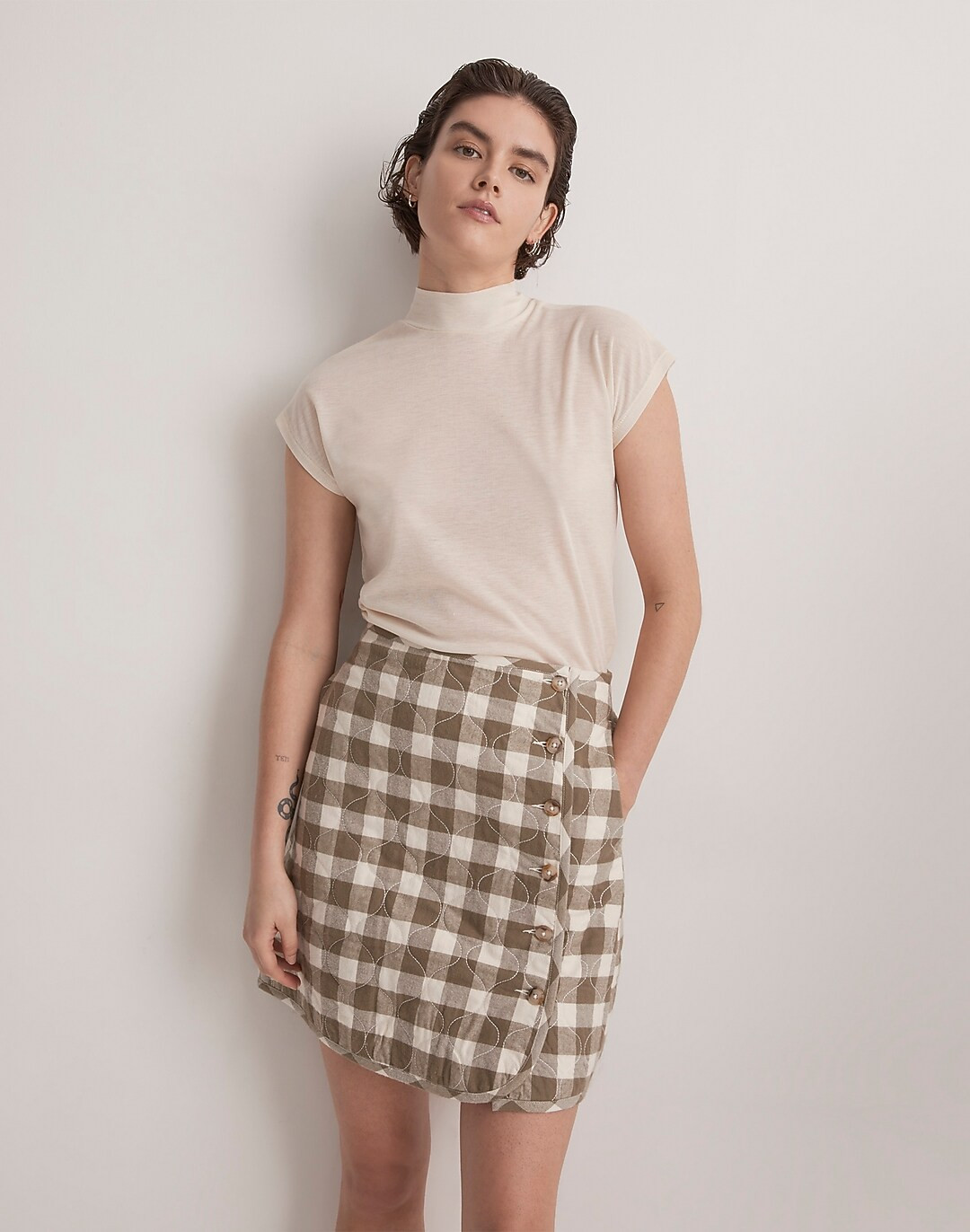 Quilted Flannel Mini Skirt in Gingham Check | Madewell