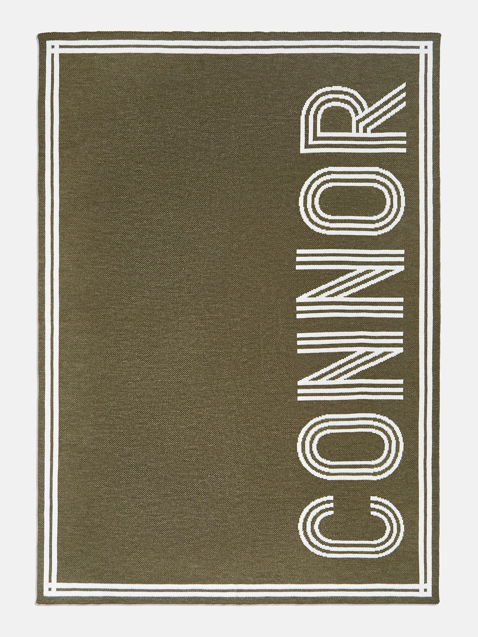 Your Name In Stripes Custom Blanket - Natural / Olive | BaubleBar (US)