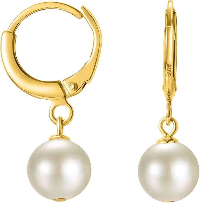 Freshwater Pearl Stud Earrings for Women – Hypoallergenic 925 Silver Plated With 14k Gold Genui... | Amazon (US)