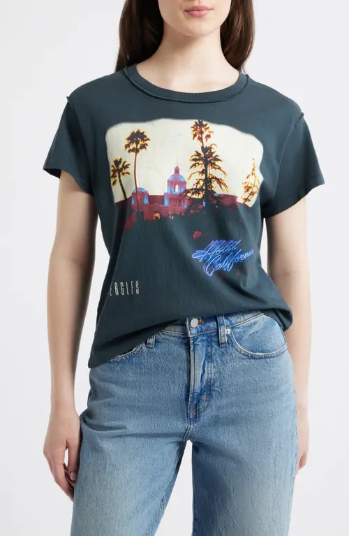 Daydreamer Eagles Hotel California Reversible Graphic T-shirt in Vintage Black at Nordstrom, Size X-Large | Nordstrom