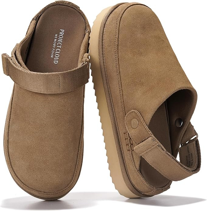 Project Cloud Genuine Suede Clogs for Women - Memory Foam Womens Clogs & Mules with Adjustable St... | Amazon (US)
