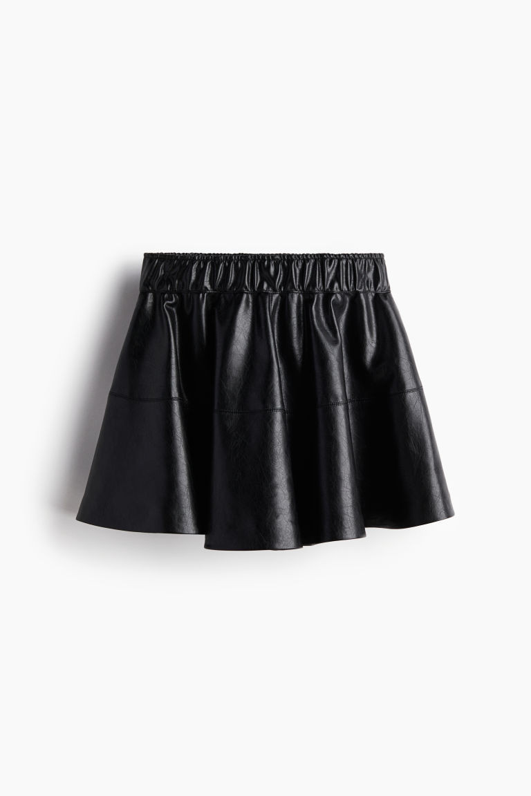 H & M - Flared coated skirt - Black | H&M (UK, MY, IN, SG, PH, TW, HK)