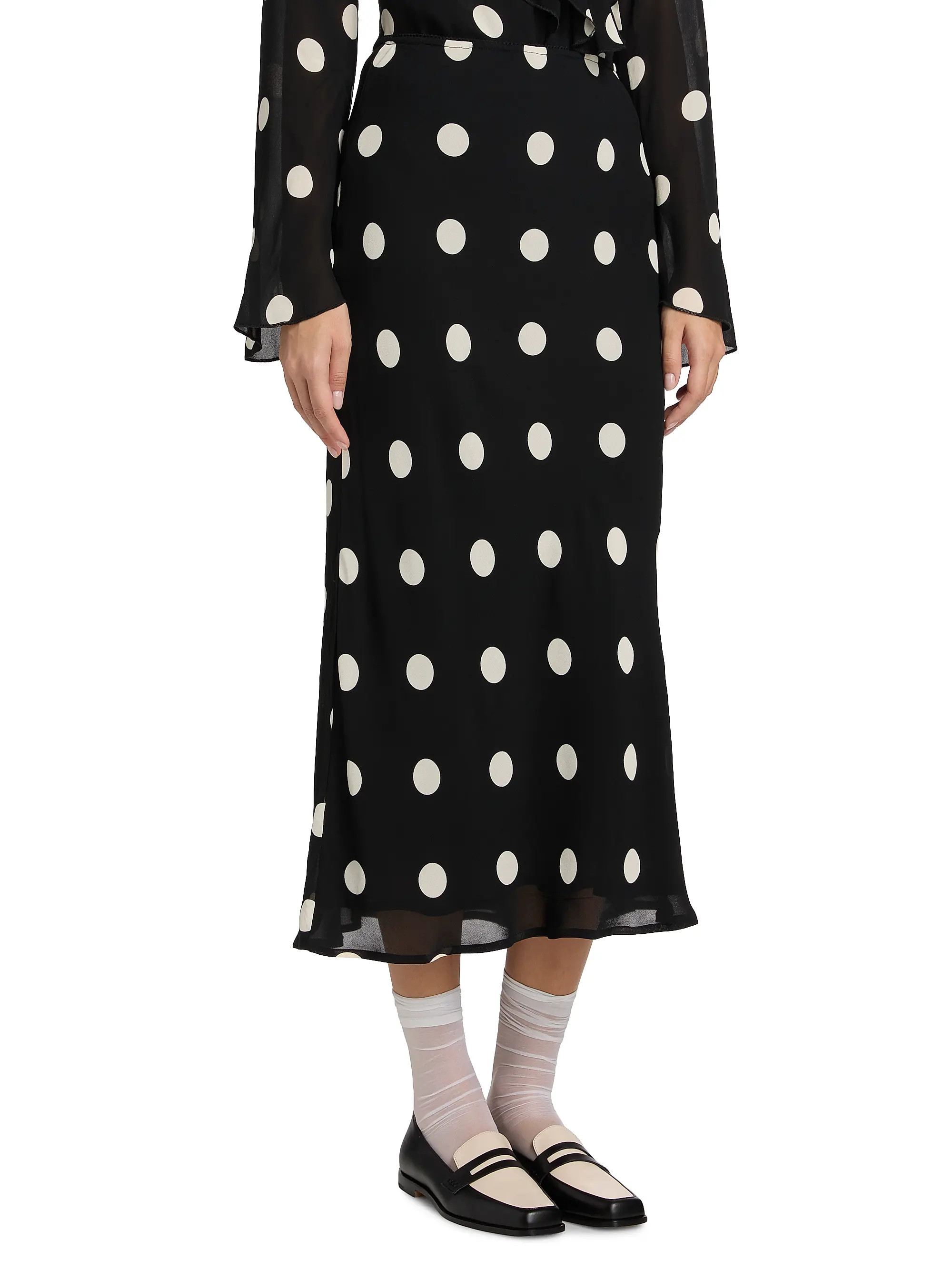 Reformation Layla Polka Dot Midi-Skirt | Saks Fifth Avenue | Saks Fifth Avenue