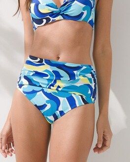 Swirl Tide Shirred High-Waist Bikini Swim Bottom | Soma Intimates