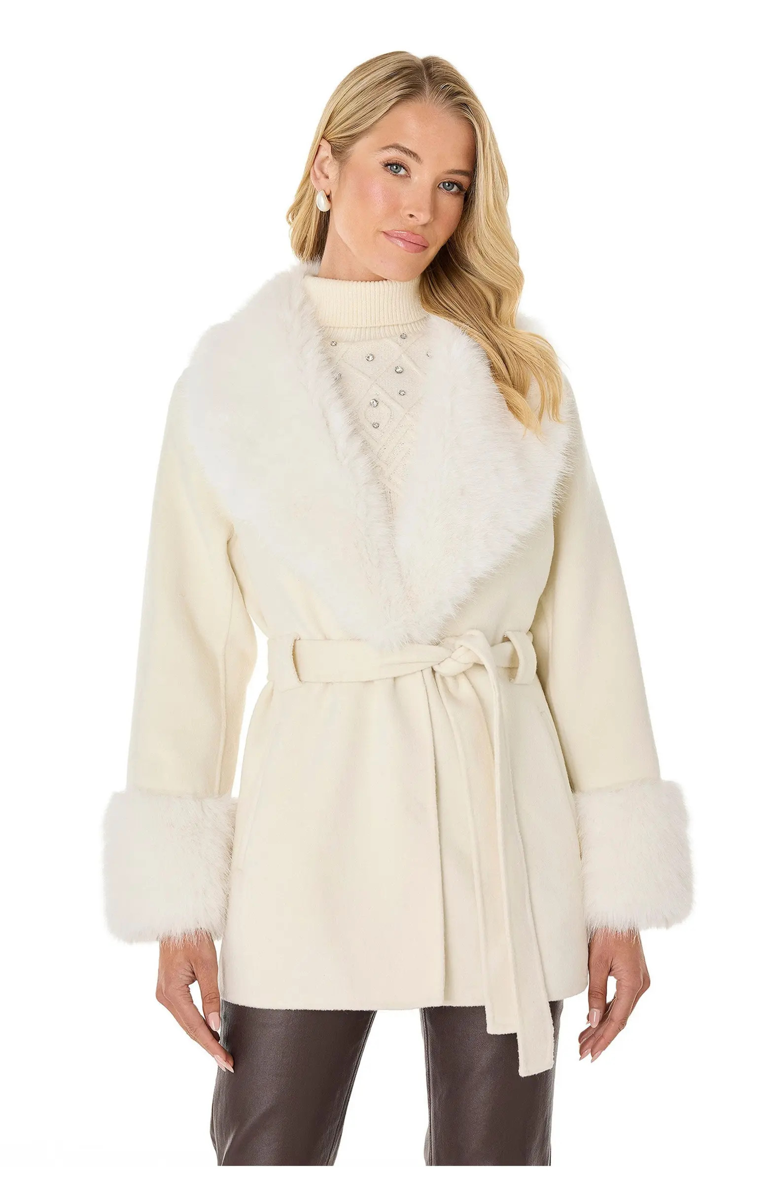 Isabel Faux Fur Trim Coat | Nordstrom