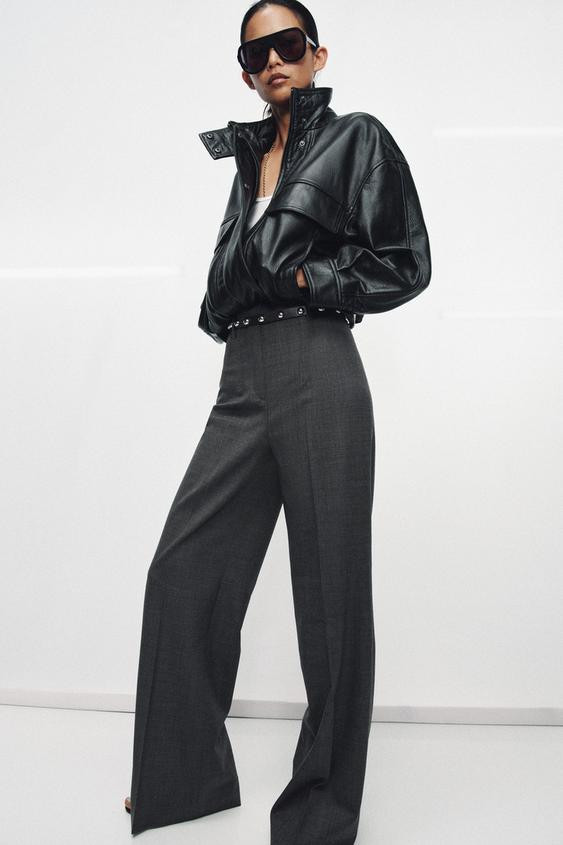 ZW COLLECTION HIGH-WAIST WOOL BLEND TROUSERS | Zara UK