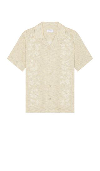 SATURDAYS NYC Canty Embroidered Linen Gauze Shirt in Beige. - size L (also in S, XL/1X) | Revolve Clothing (Global)