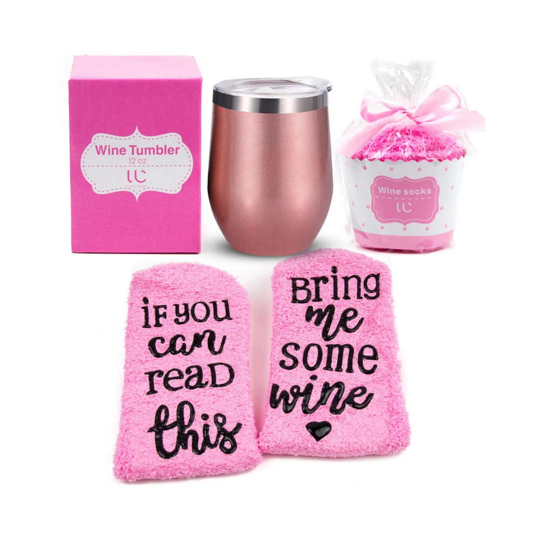 Wine Gift Set | Wine Tumbler + Cupcake Wine Socks | Wine Gift Basket, Wine Gifts for Women, Wine Tum | Etsy (US)