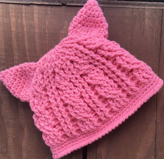 Crochet Child's Hat, Kids Pink Pussycat Hat, Pink Kitty Hat, Cabled Pink Cat Hat, Crochet Pink Pussy | Etsy (US)