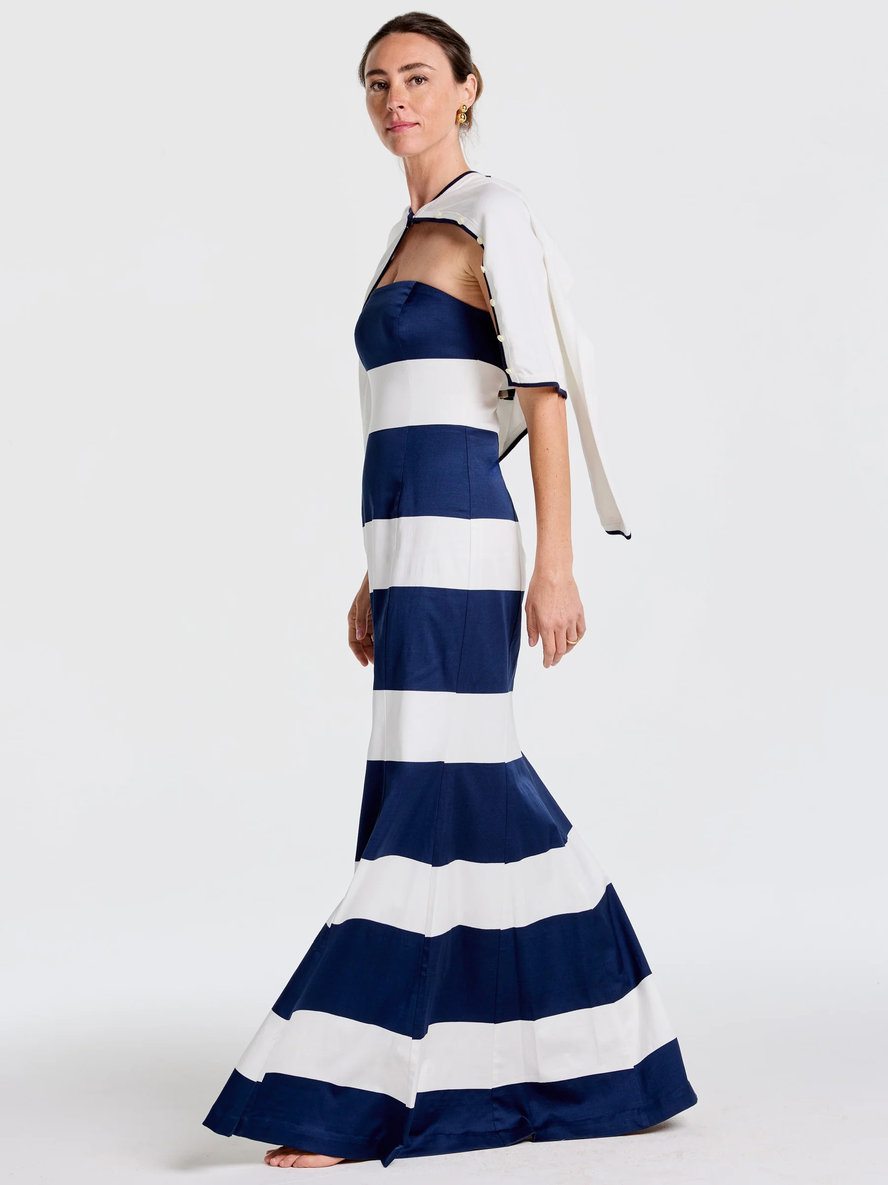 White/Navy Mega Mariner Stripe Ashley Dress | Women's Dresses | J.McLaughlin | J.McLaughlin