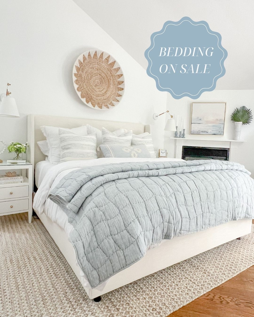 My white linen duvet cover & my chambray-colored cloud quilt very rarely go on sale (especially at the same time!) so wanted to share with all of you! The fabric on my bed is the Zuma White! 
- 
coastal home decor, coastal bedroom ideas, coastal bedding, linen bedding, primary bedroom ideas, beach house bedrooms, pottery barn quilts, blue quilts, coastal quilts, pottery barn duvet covers, down comforters, blue & white pillows, serena & lily pillows, bedroom sconces, bedroom lighting, wall baskets, art for over bed, bedroom rugs, 8x10 rugs, 9x12 rugs, 10x14 rugs, neutral rugs, coastal artwork, beach artwork, coastal abstract artwork, ballard designs artwork, nightstand decor, white nightstands, white nightstands, wayfair nightstands, white beds, Tilly bed, wayfair beds, upholstered beds, king beds on sale, serena & lily sconces, white sheets, bedding ideas, comforters, wayfair rugs, comforters, coastal nightstand

#LTKSaleAlert #LTKFindsUnder100 #LTKHome