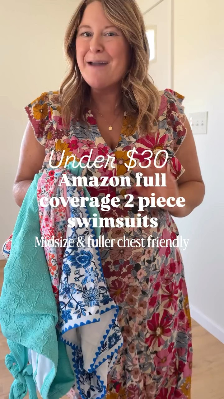 Midsize friendly two piece swimsuits!  Modest coverage. Currently 24 weeks pregnant while I filmed this reel 

#LTKMidsize #LTKBump #LTKSwim