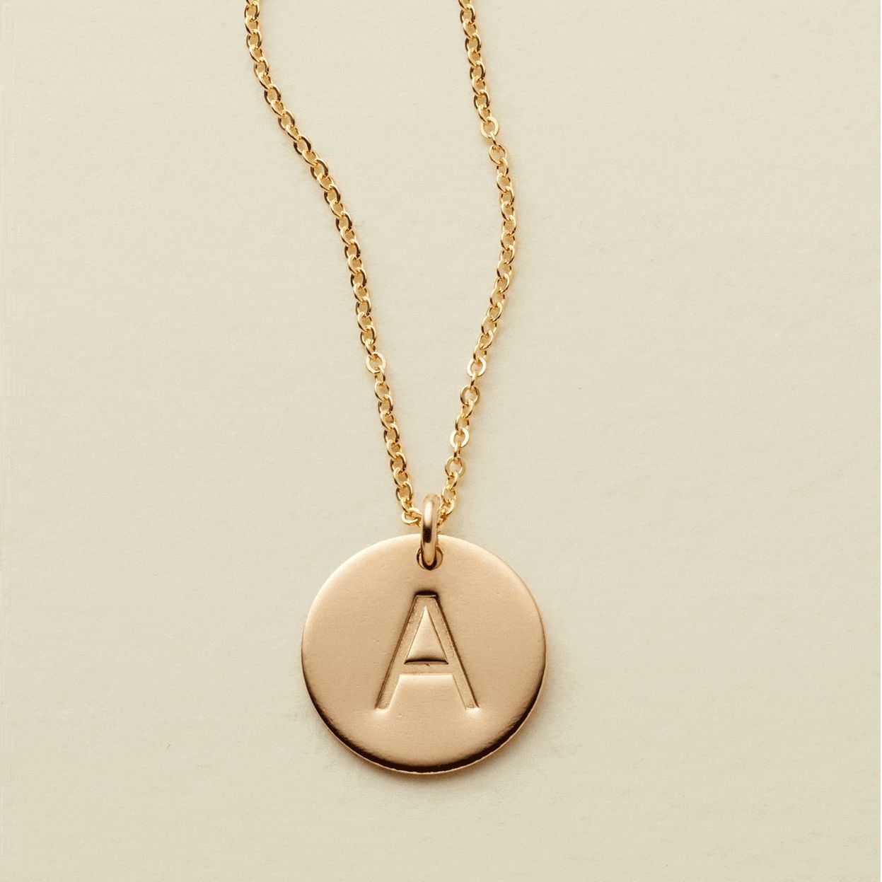 Made By Mary Initial Disc Necklace—1/2" | Hand Stamped, Personalized | Made by Mary (US)