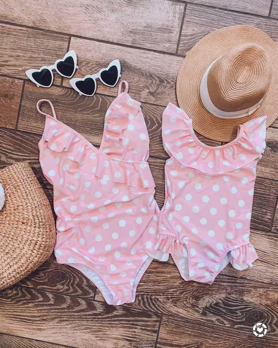 Mommy and me Outfit, Polka dot Swimsuit, Mommy and me Swimsuit, matching mother daughter swimsuit... | Etsy (US)