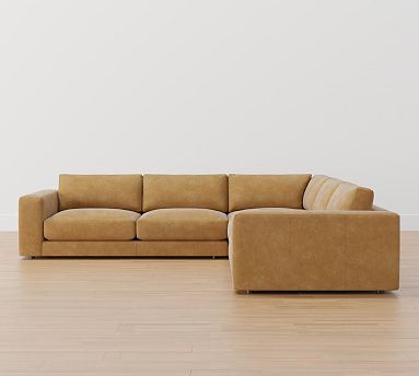 Carmel Lounge Square Arm Leather 3-Piece L-Sectional | Pottery Barn (US)