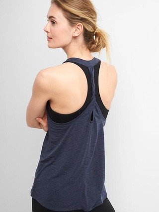 Gap Women Breathe Air Twist Back Tank Size L - True indigo | Gap US