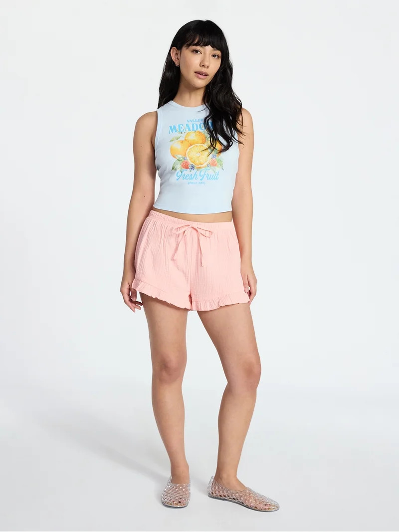 No Boundaries Ruffle Hem Shortie, Women's | Walmart (US)