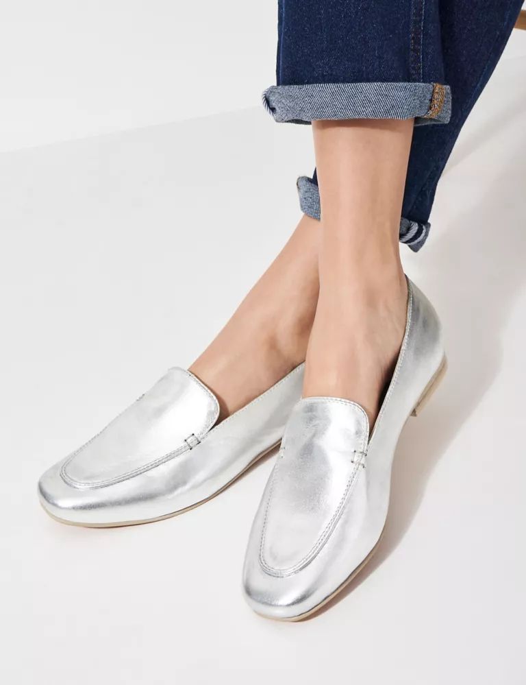Leather Metallic Flat Loafers | Marks & Spencer (UK)
