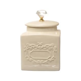 6" Ivory Scroll Label Ceramic Jar with Lid by Ashland® | Michaels Stores