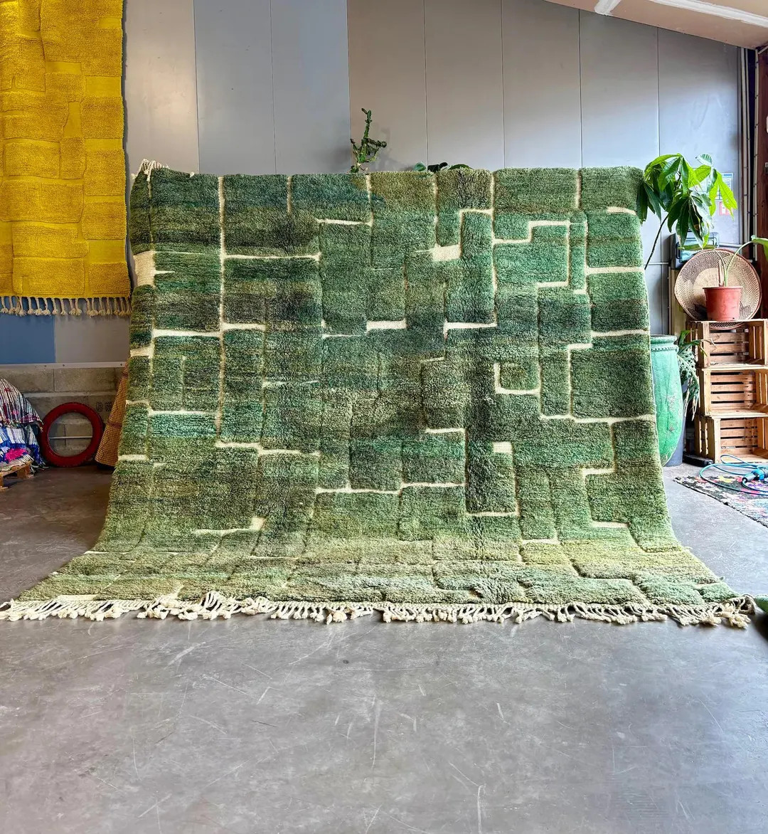 Moroccan Modern Green Rug, Authentic Moroccan rug, Berber carpet, Genuine Wool rug, Handmade rug,... | Etsy (US)