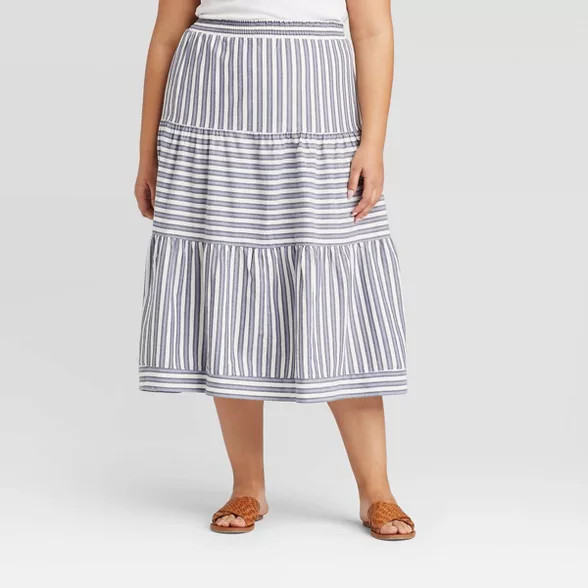 Women's Plus Size Floral Print Mid-Rise A-Line Midi Skirt - Universal Thread™ | Target