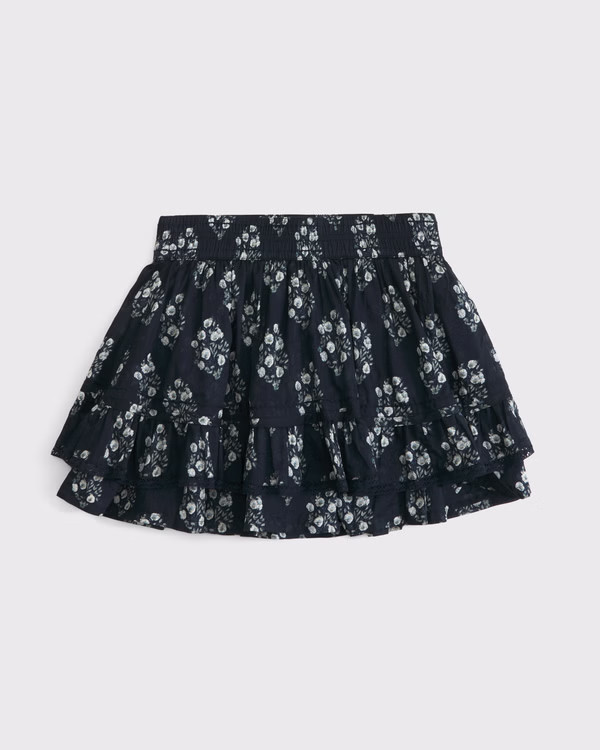 High Rise Lace-Trim Ruffle Mini Skort | Abercrombie & Fitch (US)