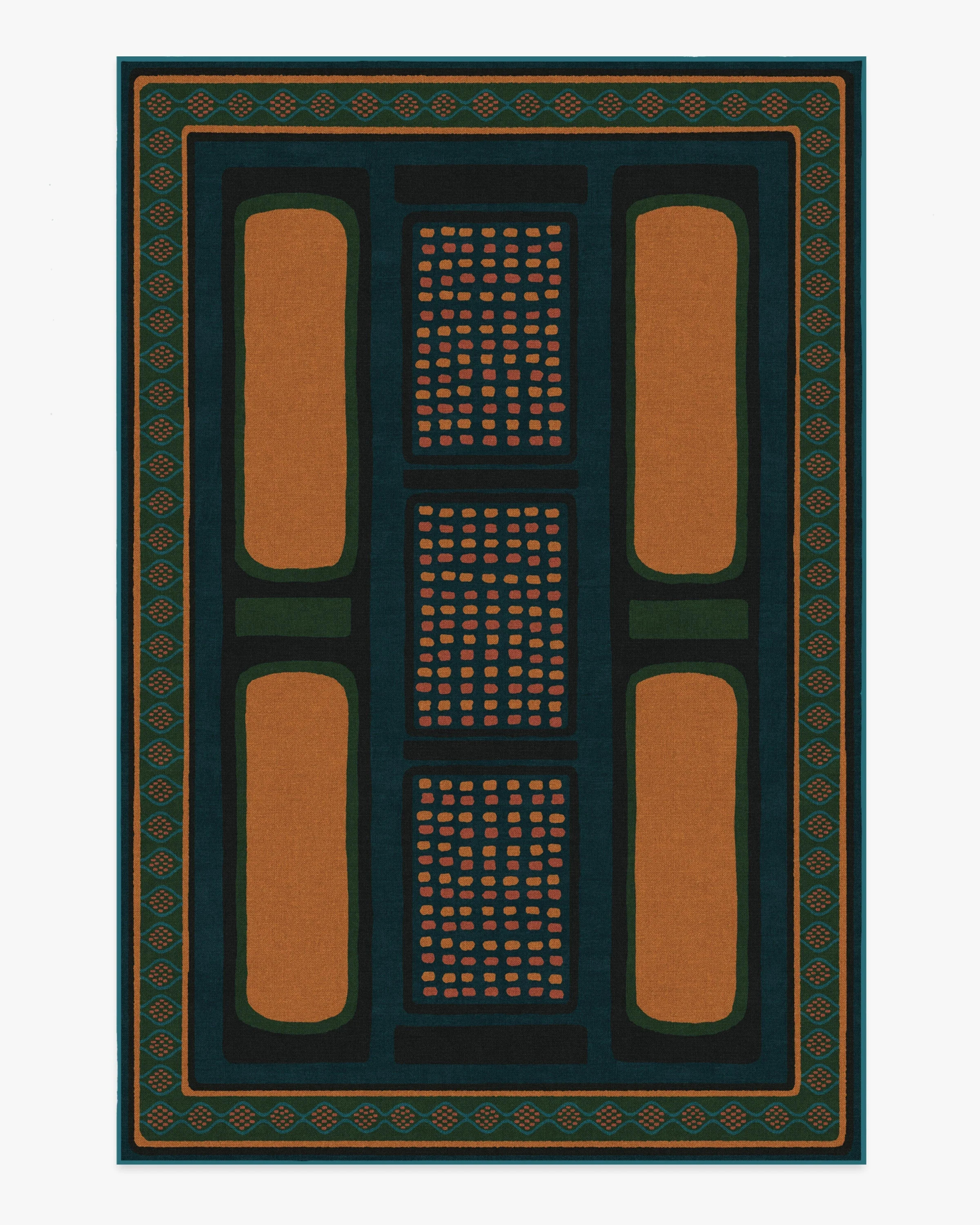 Nerissa Teal & Gold Rug | Ruggable