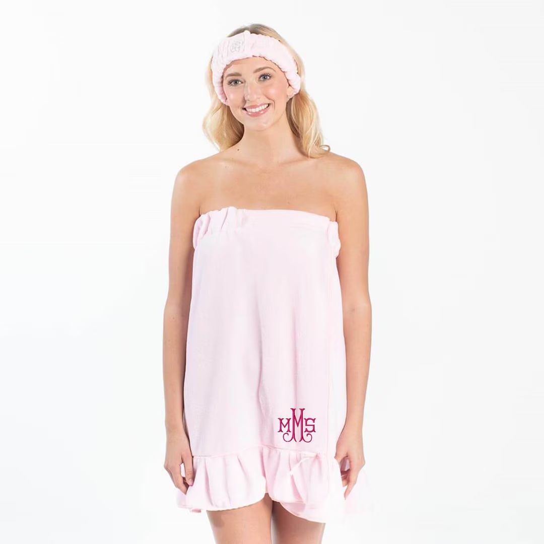 Monogrammed Ladies Women Spa Wrap Towel lounge bath Robe | Etsy (US)