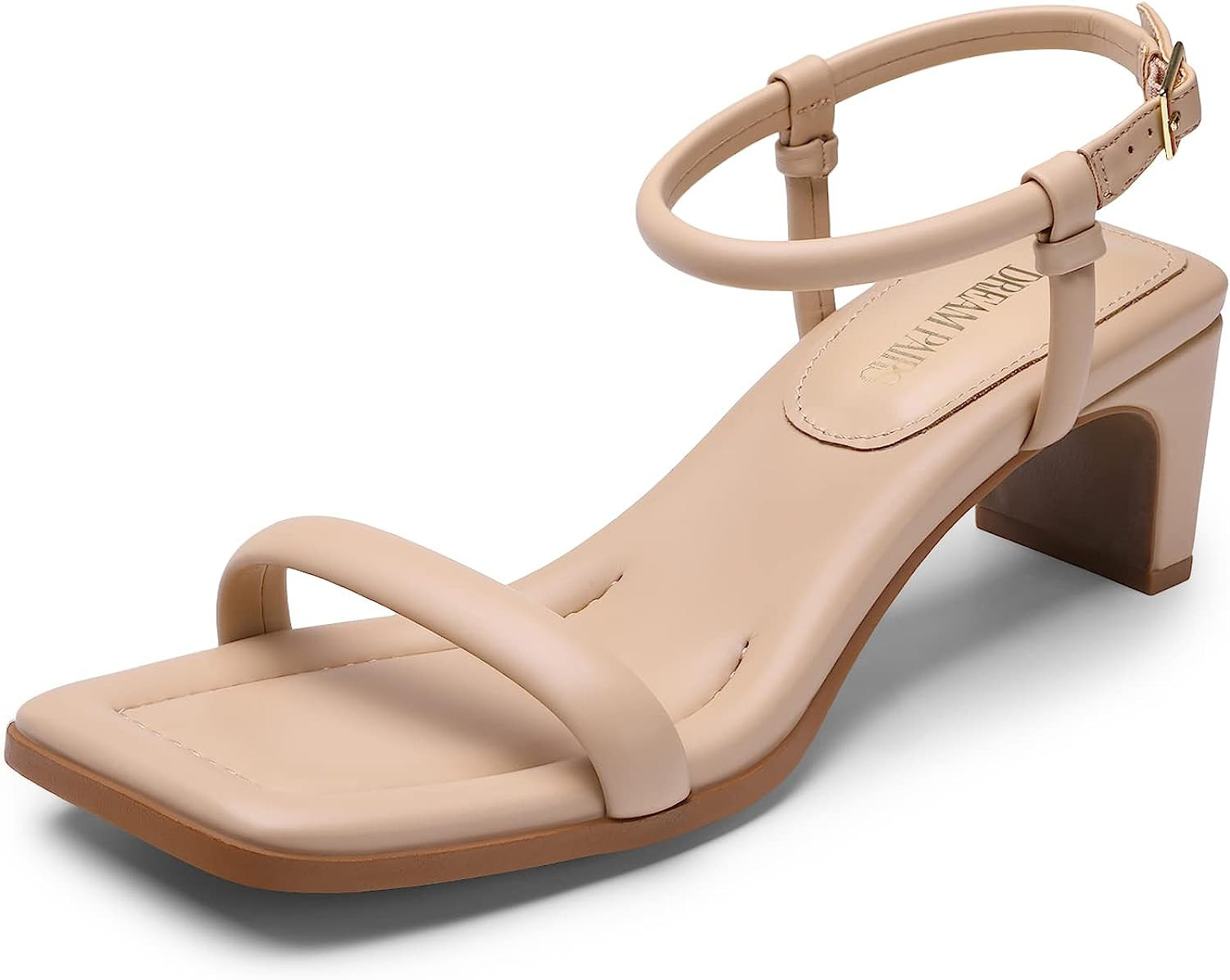 DREAM PAIRS Women's Heels Open Toe Ankle Strap Square Cute Wedding Party Sandals Comfort Dress Sh... | Amazon (US)