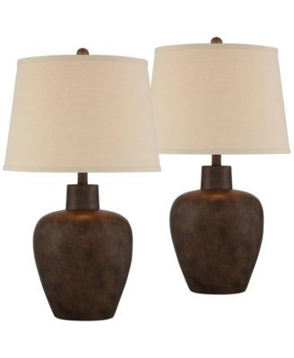 Regency Hill Glenn 27" Tall Urn Farmhouse Rustic Table Lamps Set of 2 WiFi Smart Socket Dark Terra Cotta Finish Living Room - Brown | Macy's