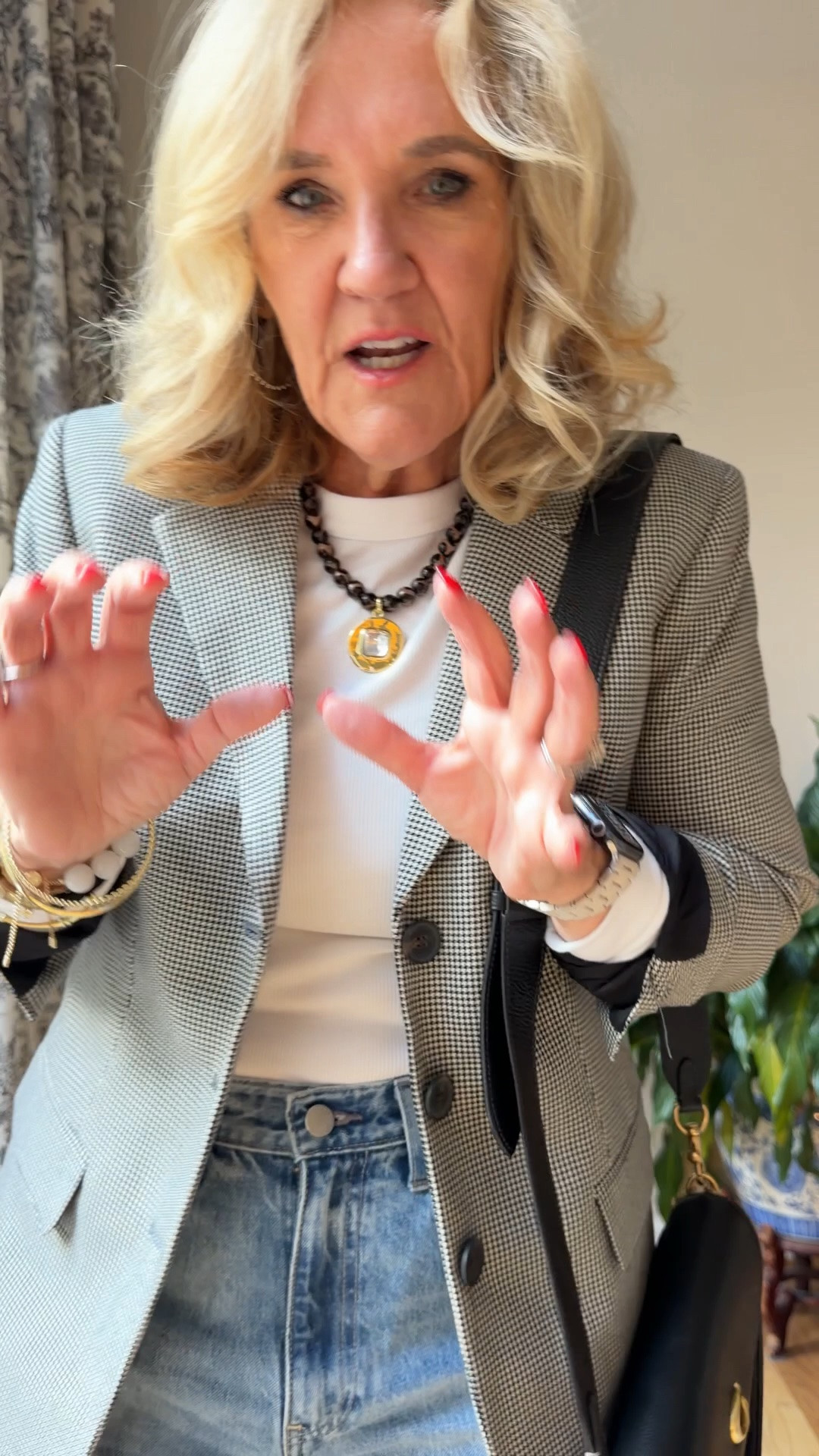 Loft houndstooth shorts size 8, pants 8 petite, blazer 8 petite
Jeans size 29 found a sale! 
20% off Allie & Bess jewelry with code NANETTE20
Office outfits weekend outfits jeans & a blazer fall outfit

#LTKOver40 #LTKWorkwear #LTKPetite