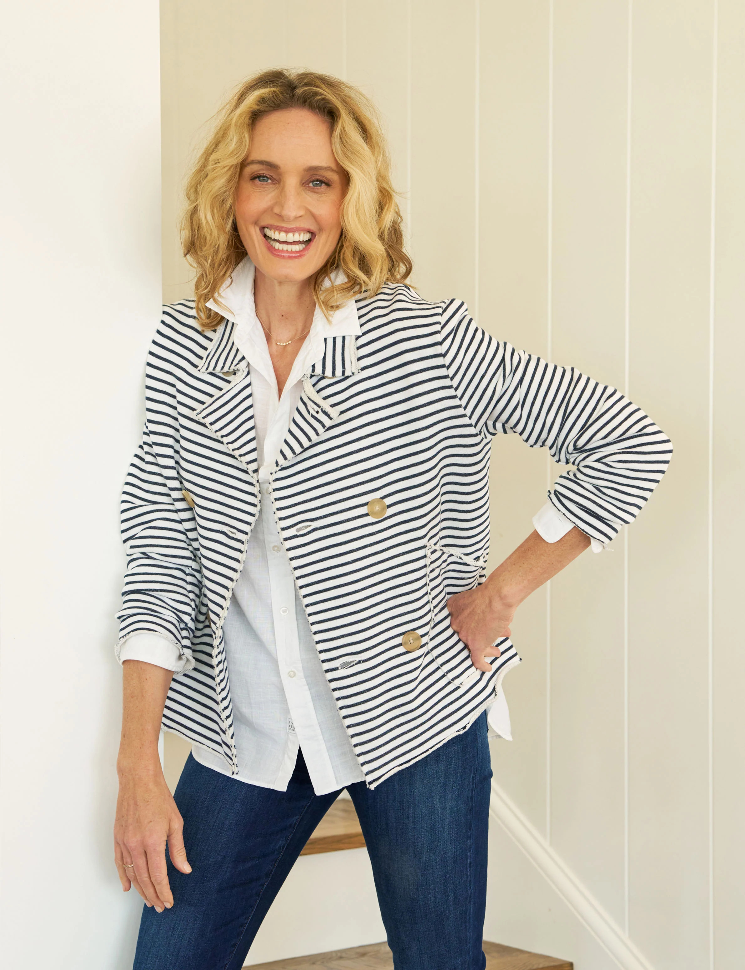 MINI BELFAST Navy French Stripe, Triple Fleece | Frank & Eileen
