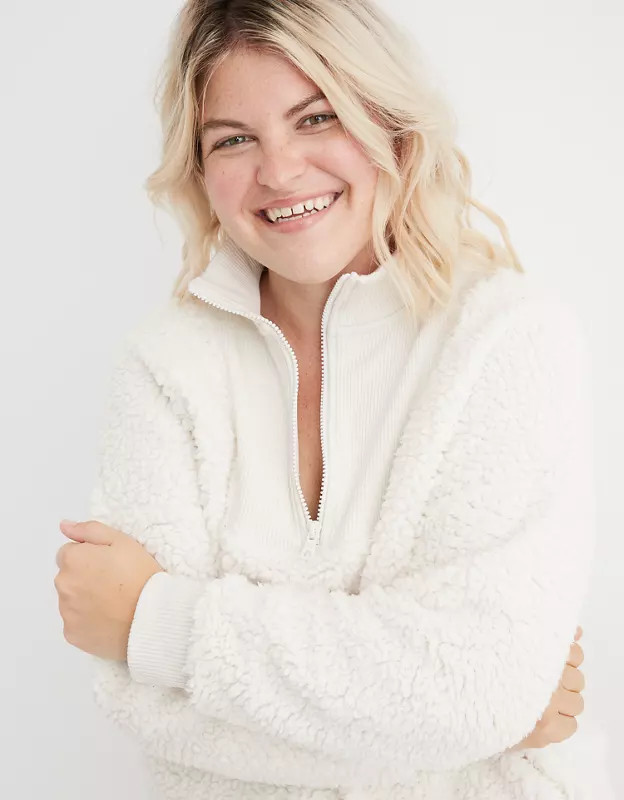 Aerie Dream Sherpa Quarter Zip Sweatshirt | American Eagle Outfitters (US & CA)