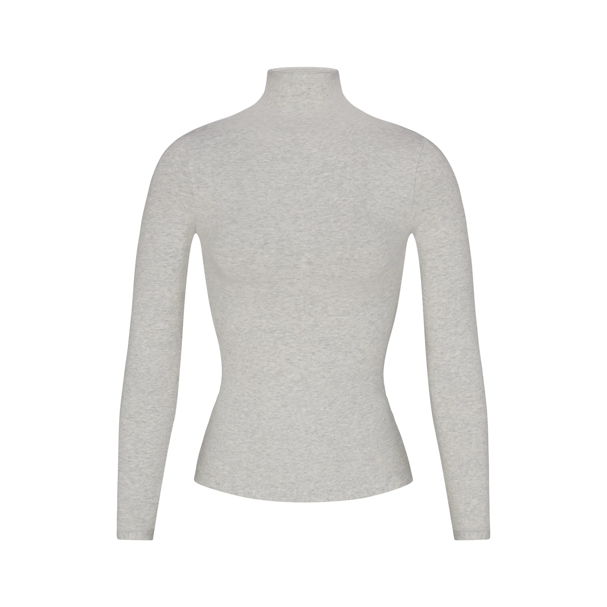 COTTON JERSEY LONG SLEEVE TURTLENECK | LIGHT HEATHER GREY | SKIMS (US)