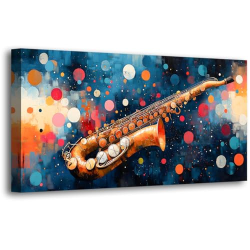 SiGuTie Saxophone Music Pictures Canvas Wall Art for Living room Bedroom Wall Decor,Music Abstract Wall Art Print Paitnings for home Decor,Morden Artwork Color Canvas Art Waterproof -20x40inches | Amazon (US)