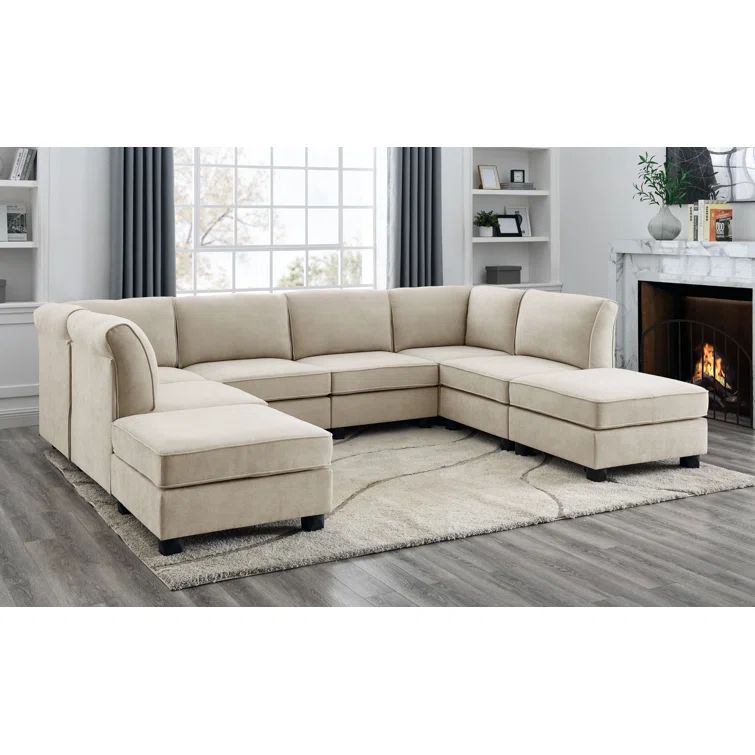 Prichard 118" Wide Symmetrical Modular Corner Sectional with Ottoman | Wayfair North America