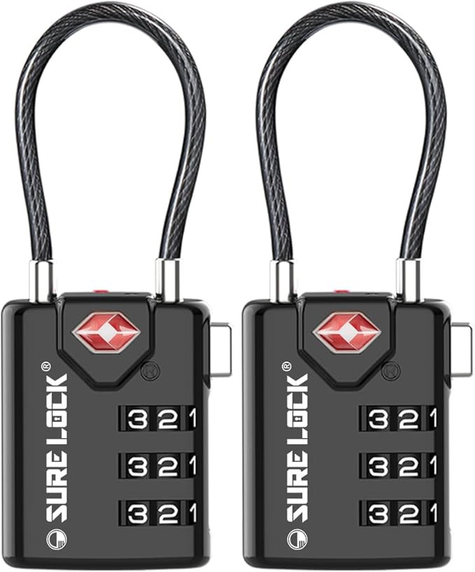 SURE LOCK TSA Compatible Travel Luggage Locks, Inspection Indicator, Easy Read Dials TSA Approved... | Amazon (US)