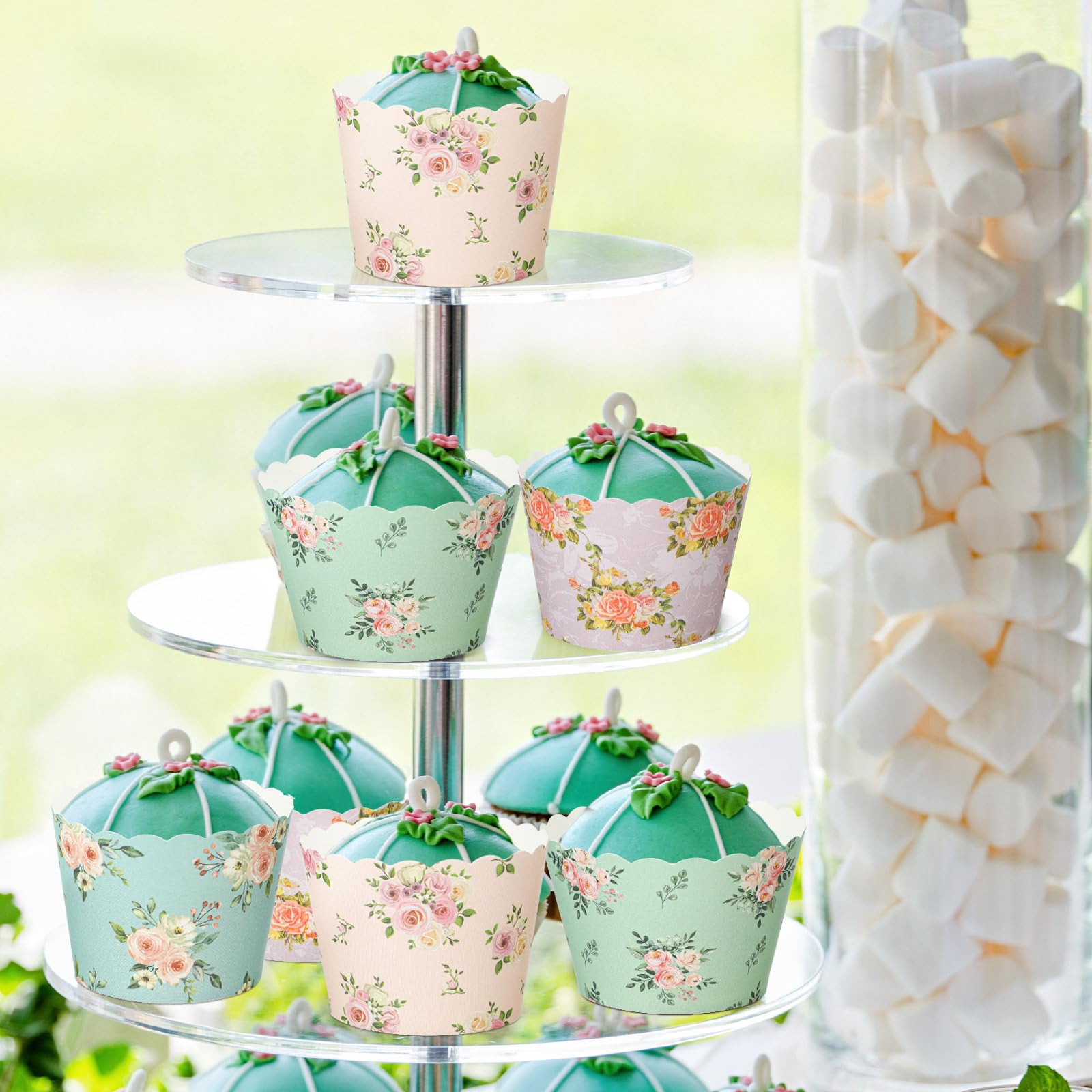 Uiifan 60 Pcs Floral Paper Baking Cups Disposable Greaseproof Baking Cups Bulk Muffin Cupcake Flo... | Amazon (US)