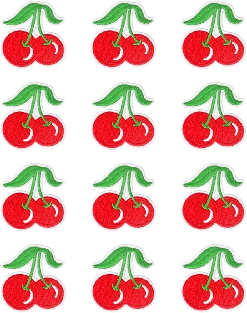 Honbay 12PCS Cute Cherry Iron on/Sew On Patches Fruit Embroidered Patches Appliques for Clothing ... | Amazon (US)
