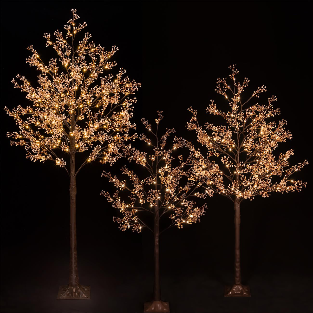 Lighted Baby's Breath Tree Set 4ft, 5ft and 6ft with 144/184/240 Warm White LED Lights for Holida... | Amazon (US)