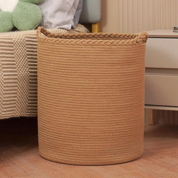 90L Oversize Woven Laundry Basket,Cotton Tall Laundry Hamper for Blankets,Clothes,Pillows,Toys,Sh... | Amazon (US)