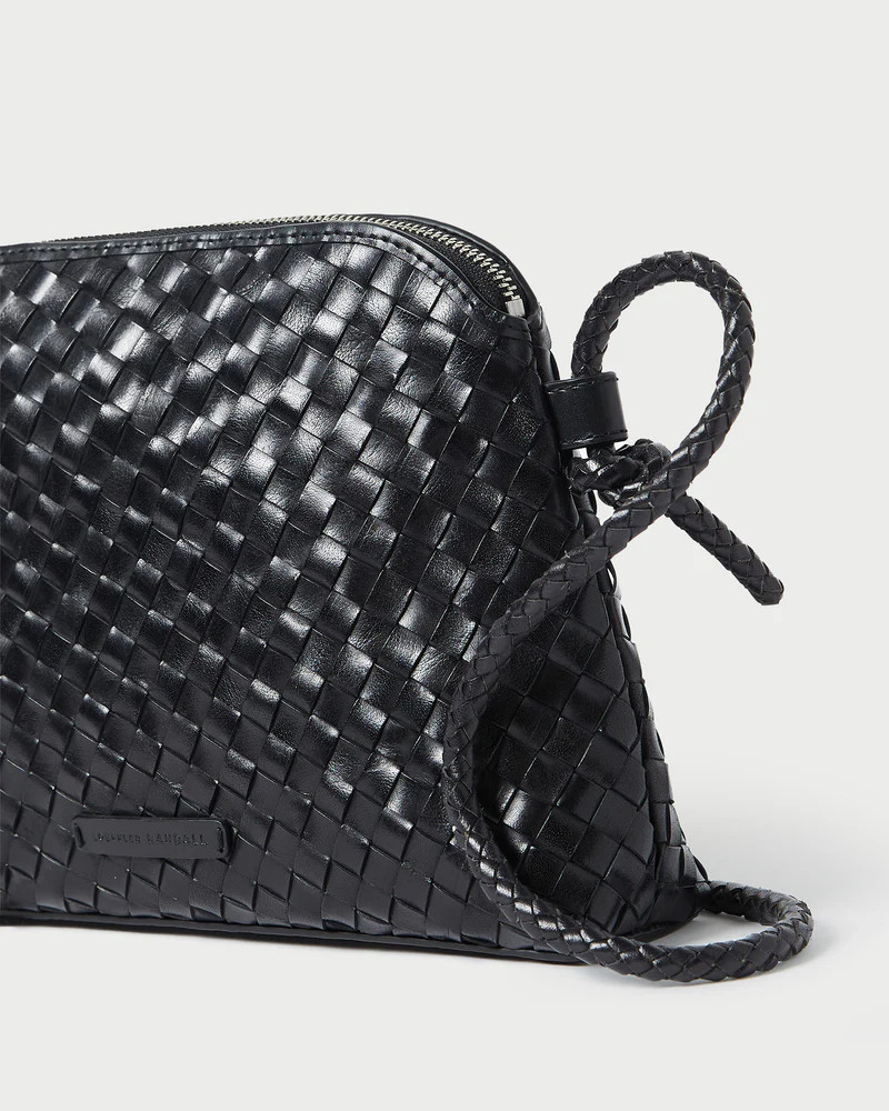 Mallory Black Woven Leather Crossbody | Loeffler Randall