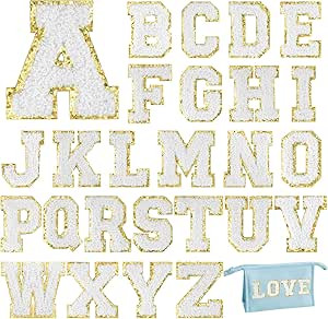 26 Pieces Self Adhesive Chenille Letter Patches Glitter Chenille Letter Patches Chenille Initial ... | Amazon (US)